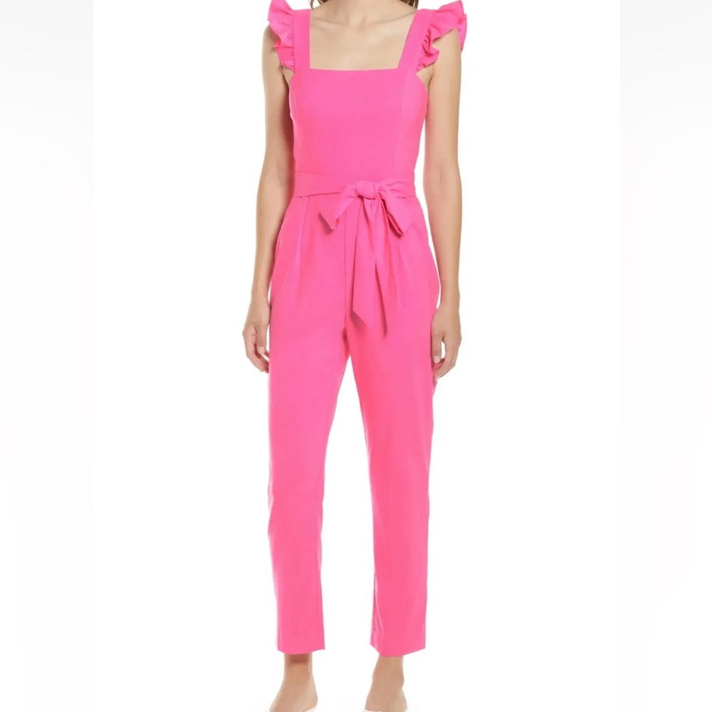 Lilly Pulitzer Pink Ruffle Eppley Jumpsuit size 16